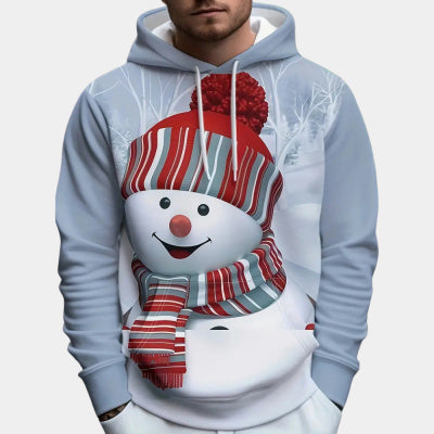 Heren 3D-geprinte Cartoon Sneeuwman Capuchon Trui