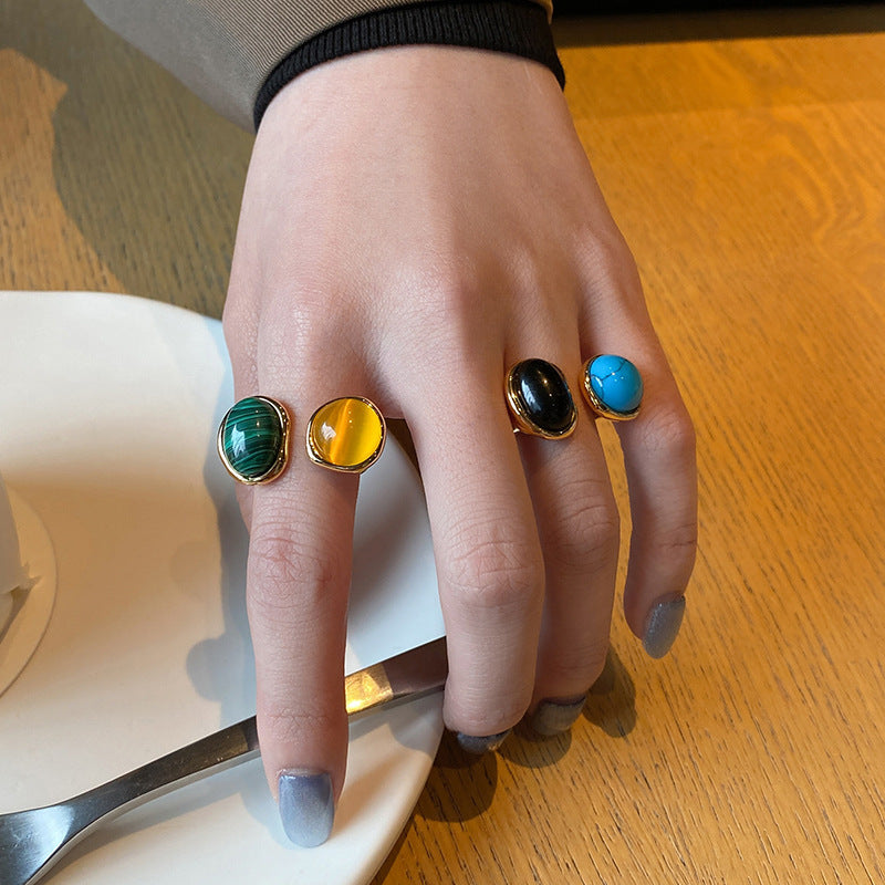 Simple Color Index Finger Ring Retro Ornament