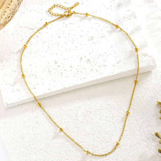 Titanium Steel Ball Bead Chain Necklace Women's Simple Niche