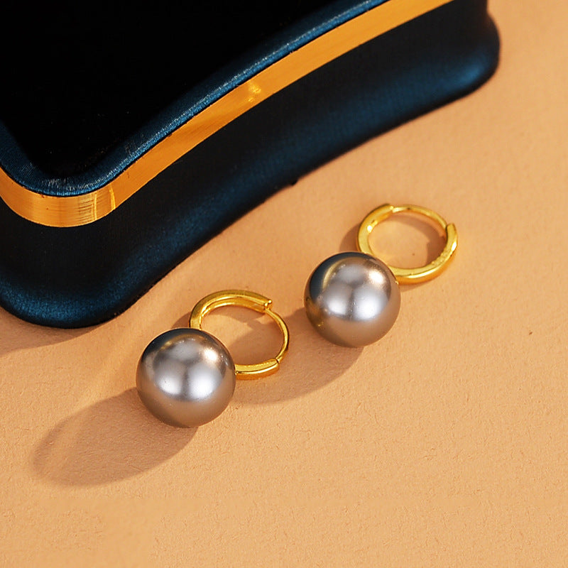 S925 Sterling Silver Earrings Ear Button Pearl