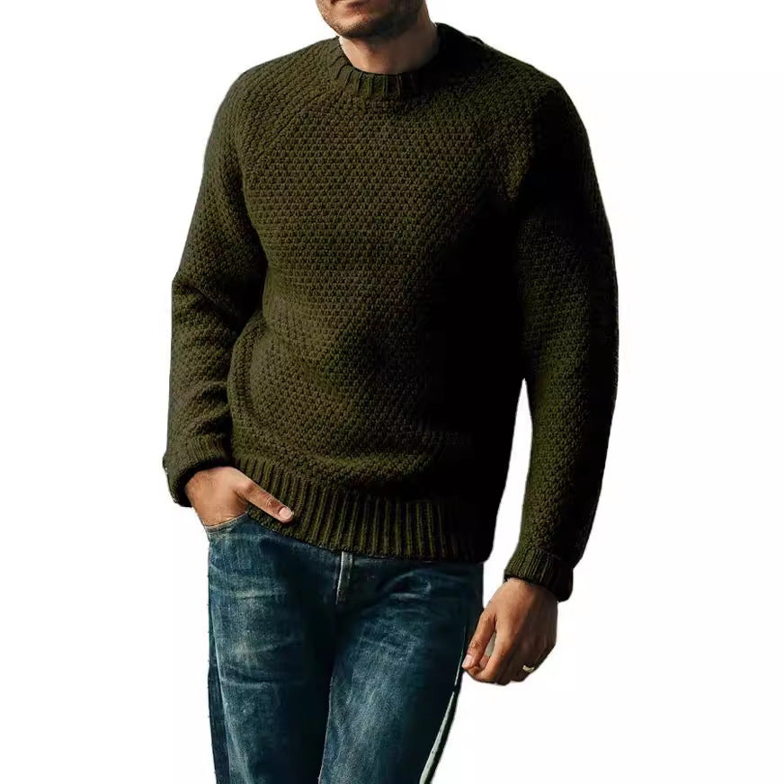 Heren Pullover Trui Winter Casual Effen Kleur Ronde Hals Gebreide Top Kleding