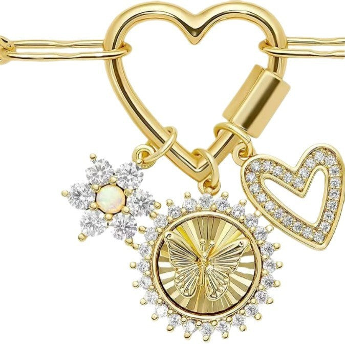 Copper-plated Gold Diamond-studded Starfish Sun Love Necklace