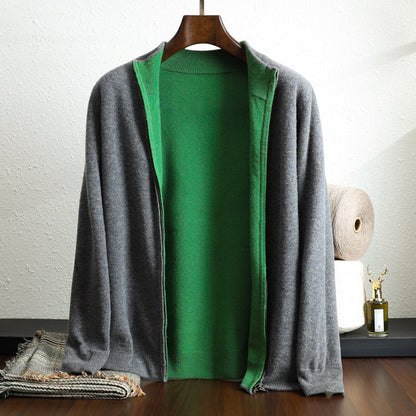 Wollen gebreide cardigan met rits en lange mouwen