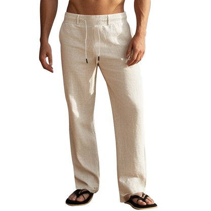 Trekkoord Herenmode Effen Kleur Casual Katoen Linnen Rechte Broek