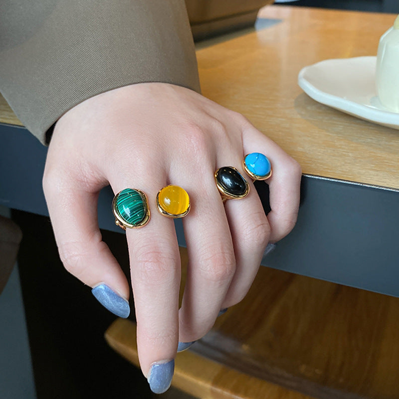 Simple Color Index Finger Ring Retro Ornament