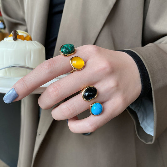 Simple Color Index Finger Ring Retro Ornament