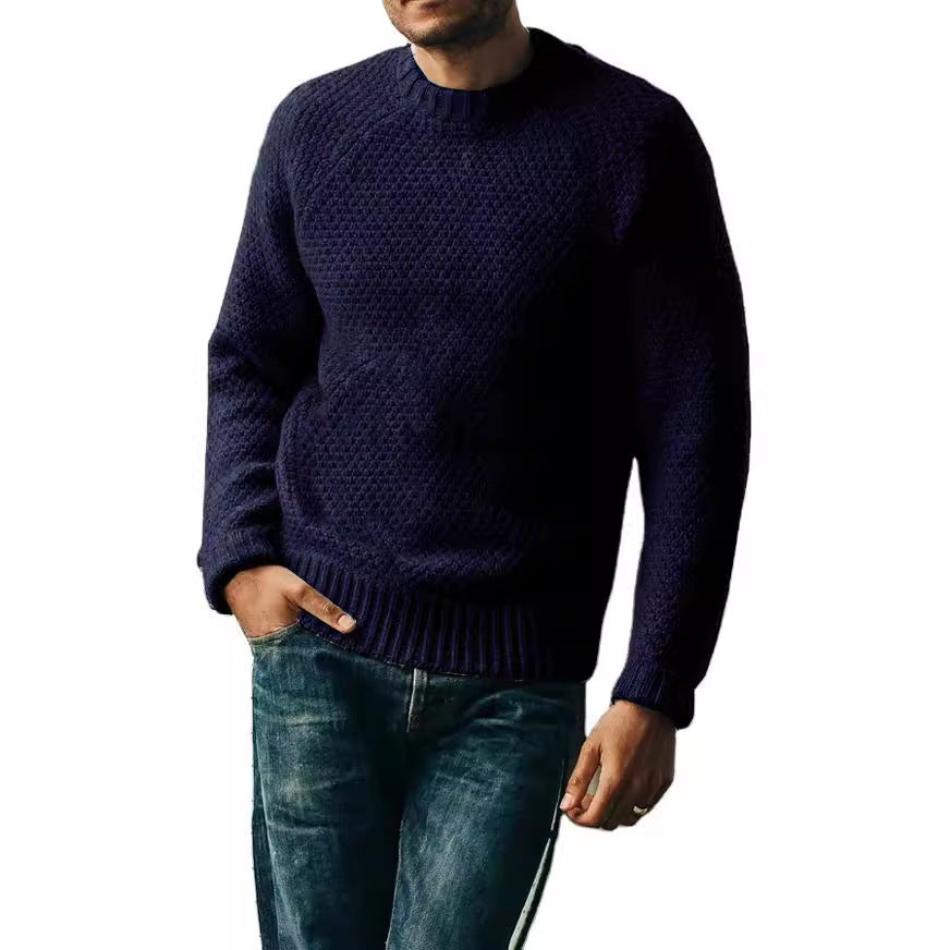 Heren Pullover Trui Winter Casual Effen Kleur Ronde Hals Gebreide Top Kleding