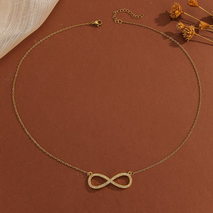 1 stuk eenvoudige, prachtige, ingelegde, sprankelende diamanten symbool 8, letterliefdeshanger ketting, geschikt voor dagelijks gebruik door vrouwen, een vakantiecadeau voor echtgenotes en moeders
