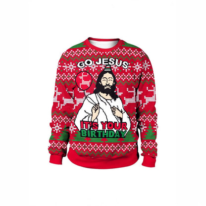 Men's And Women's 3D Printed Christmas Round Neck Sweater