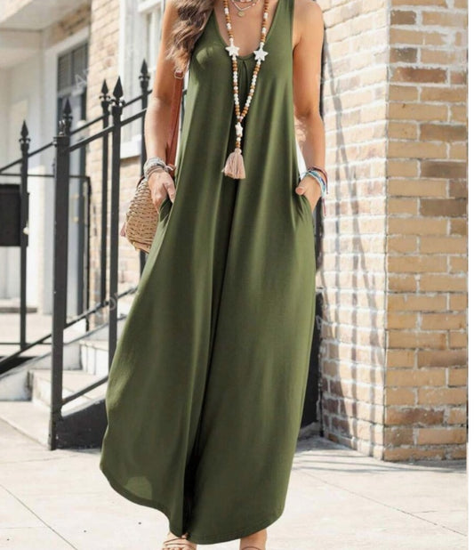 V-hals Trompet Wijde Broek Jumpsuit