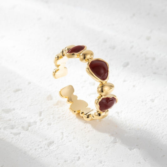 Retro New Year Red Love Oil Dripping Ring
