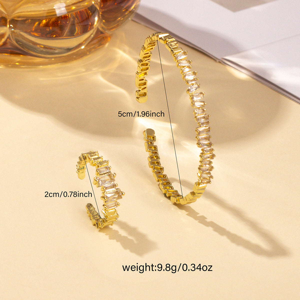2pcs Fashionable Women's Cubic Zirconia Decorative Wristband, Irregularly Inlaid With Open Wristband Rings, Suitable For Matching With Daily Clothing