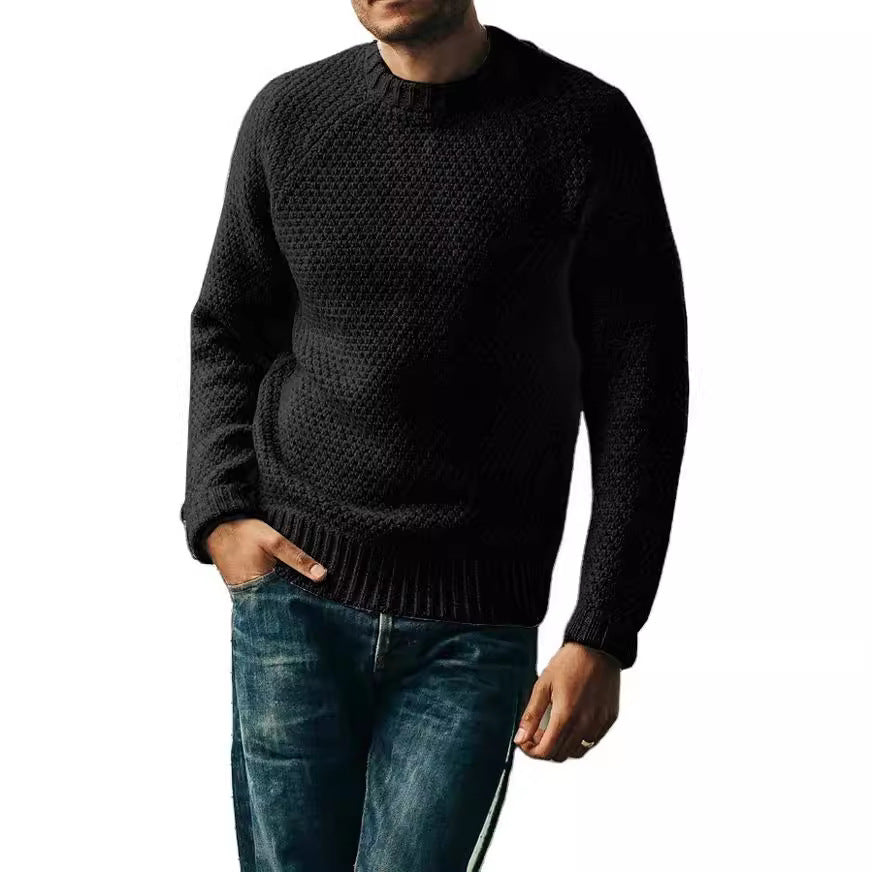 Heren Pullover Trui Winter Casual Effen Kleur Ronde Hals Gebreide Top Kleding