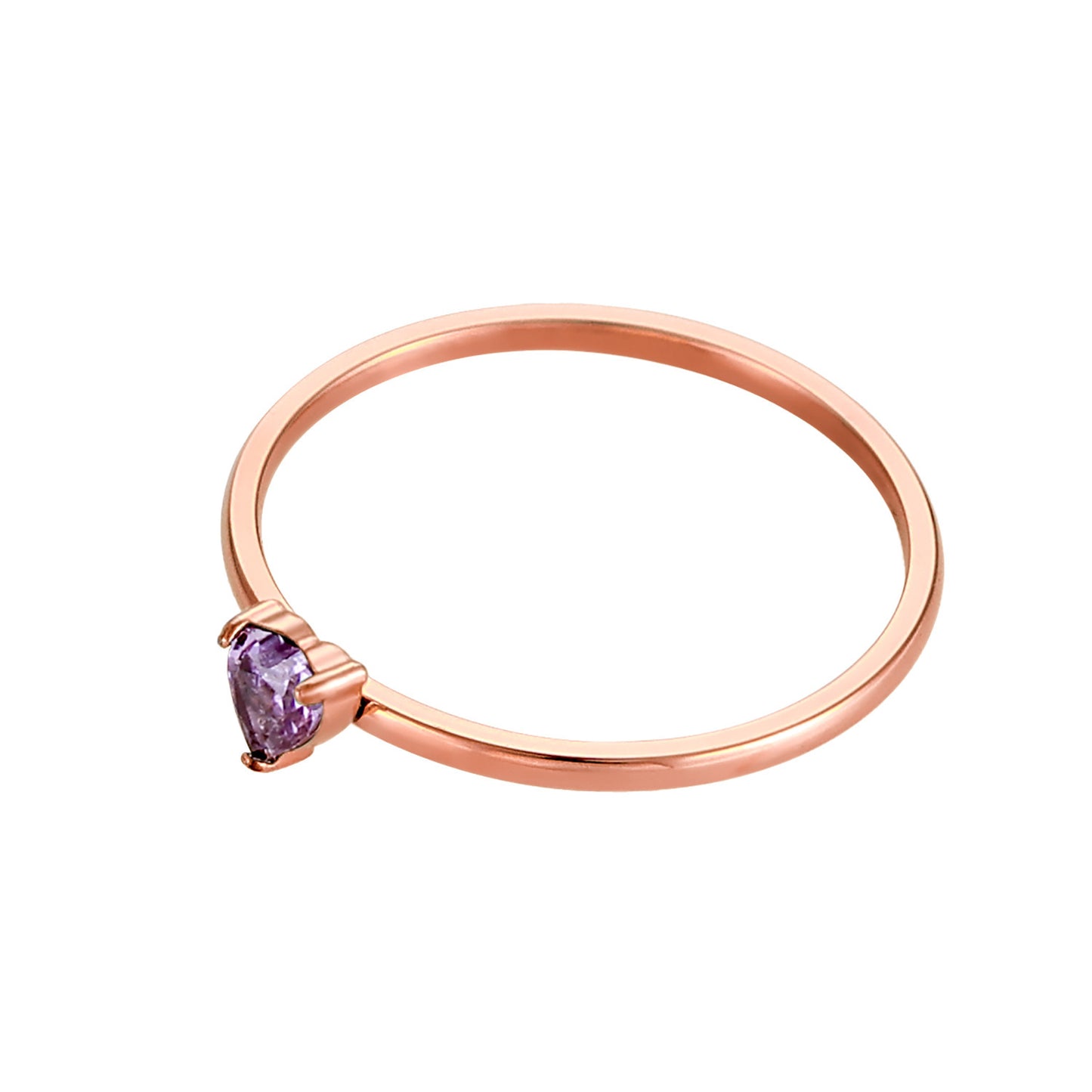 Peach Heart Zircon Ring Stainless Steel