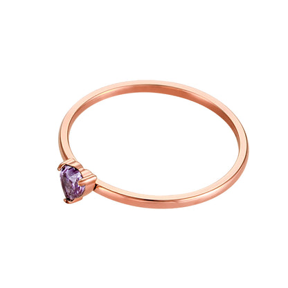 Peach Heart Zircon Ring Stainless Steel