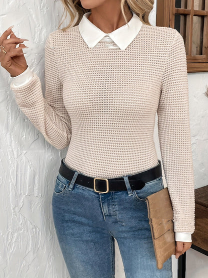 Pullover All-matching Doll Collar Western Style Polo Collar Knitwear Top