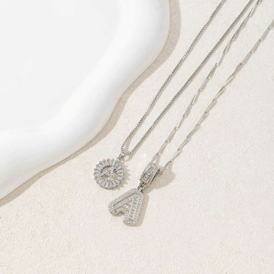 Full Diamond Rock Candy 26 Letter Pendant Necklace Copper Inlaid Zirconium Round Flower Letter Suit