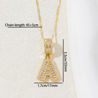 Full Diamond Rock Candy 26 Letter Pendant Necklace Copper Inlaid Zirconium Round Flower Letter Suit