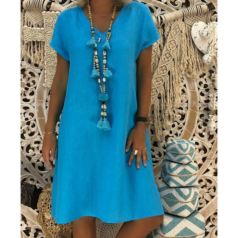 Casual V-neck Women's Clothing Dress