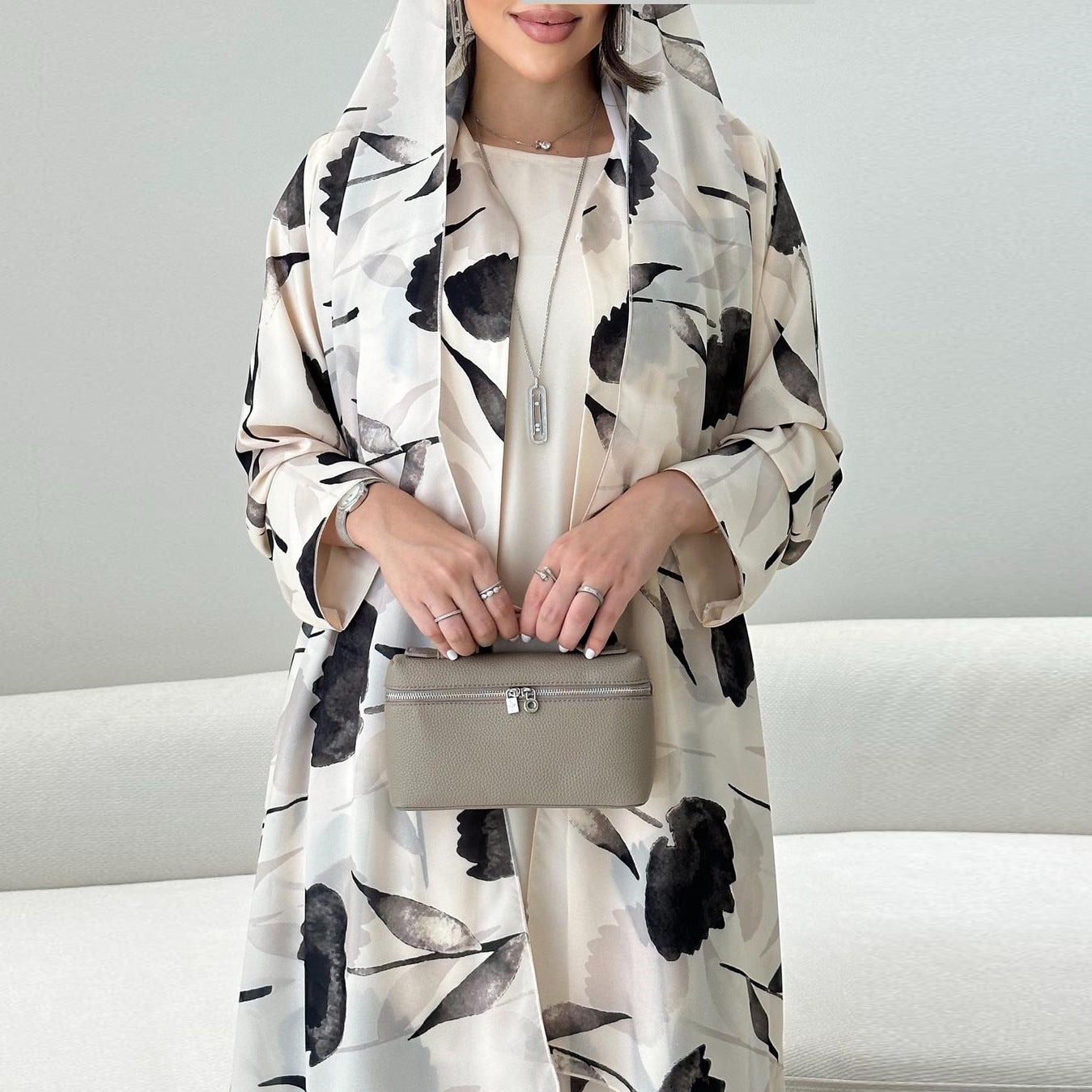 European And American Long-sleeved Printed Robe Jacket