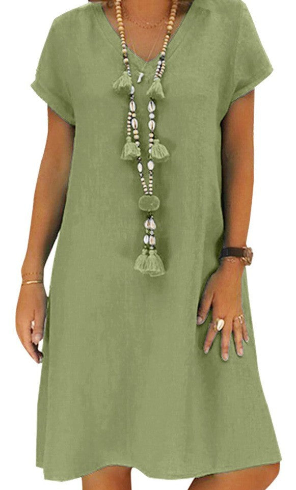 Casual V-neck Women's Clothing Dress