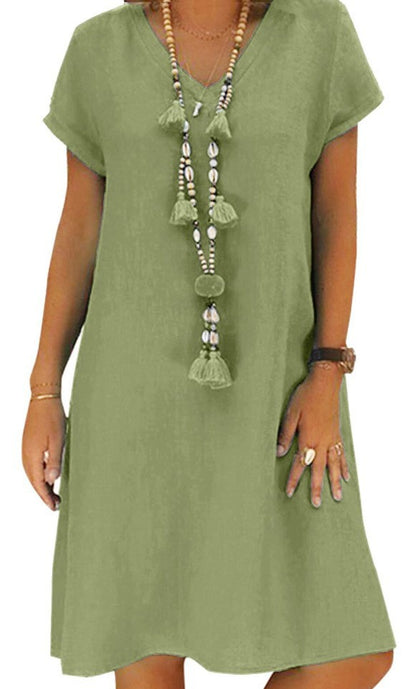 Casual V-neck Women's Clothing Dress