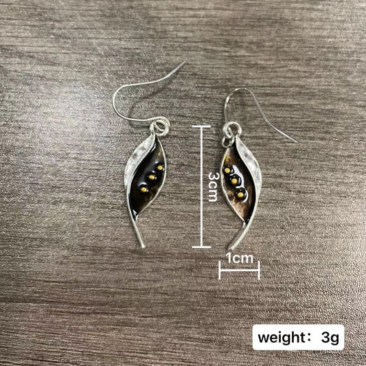 Vintage Original Ancient Silver Natural Leaf Earrings