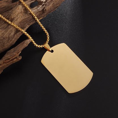 High Polished Dog Tag Necklace Men's Stainless Steel Pendant Necklace