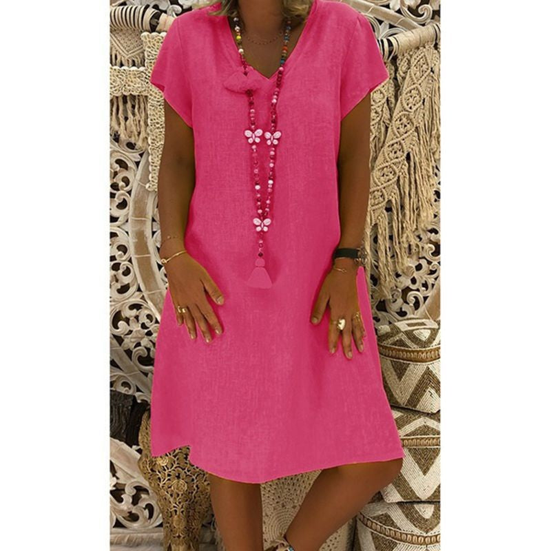 Casual V-neck Women's Clothing Dress
