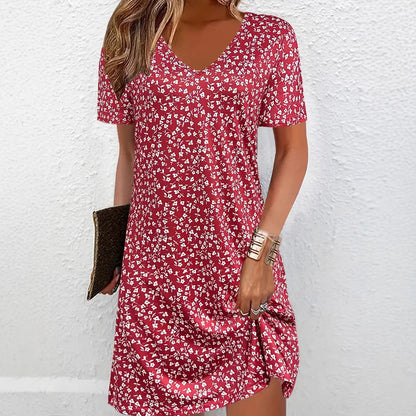 Casual V-neck Women's Clothing Dress