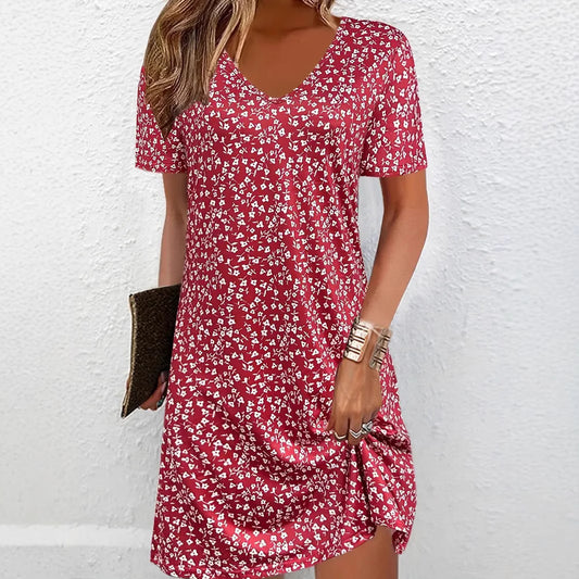 Casual V-neck Women's Clothing Dress