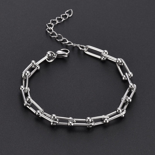 European And American Ins Cold Style Horseshoe Stitching Titanium Steel Bracelet