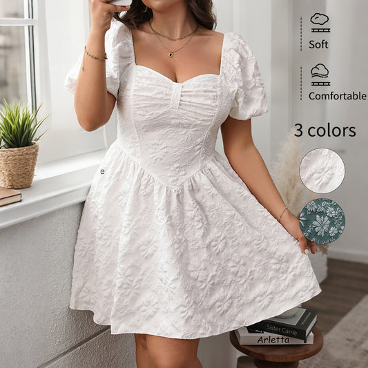 Women's French Style Puffy Short White Skirt
