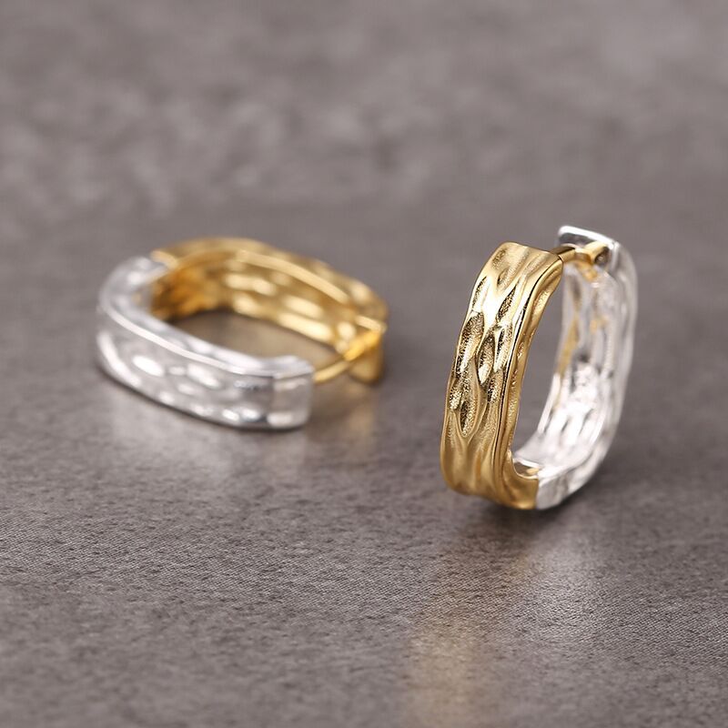 Creative Personality Geometric Concave Convex Color Matching Square Ear Clip