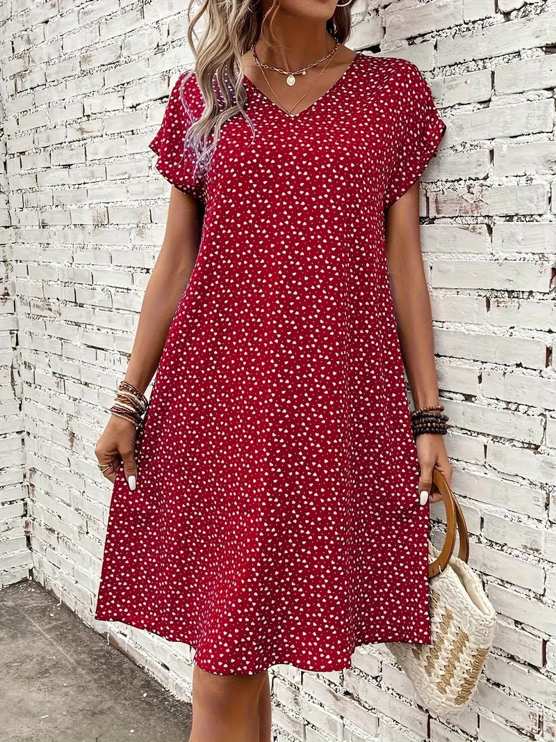 Casual V-neck Women's Clothing Dress