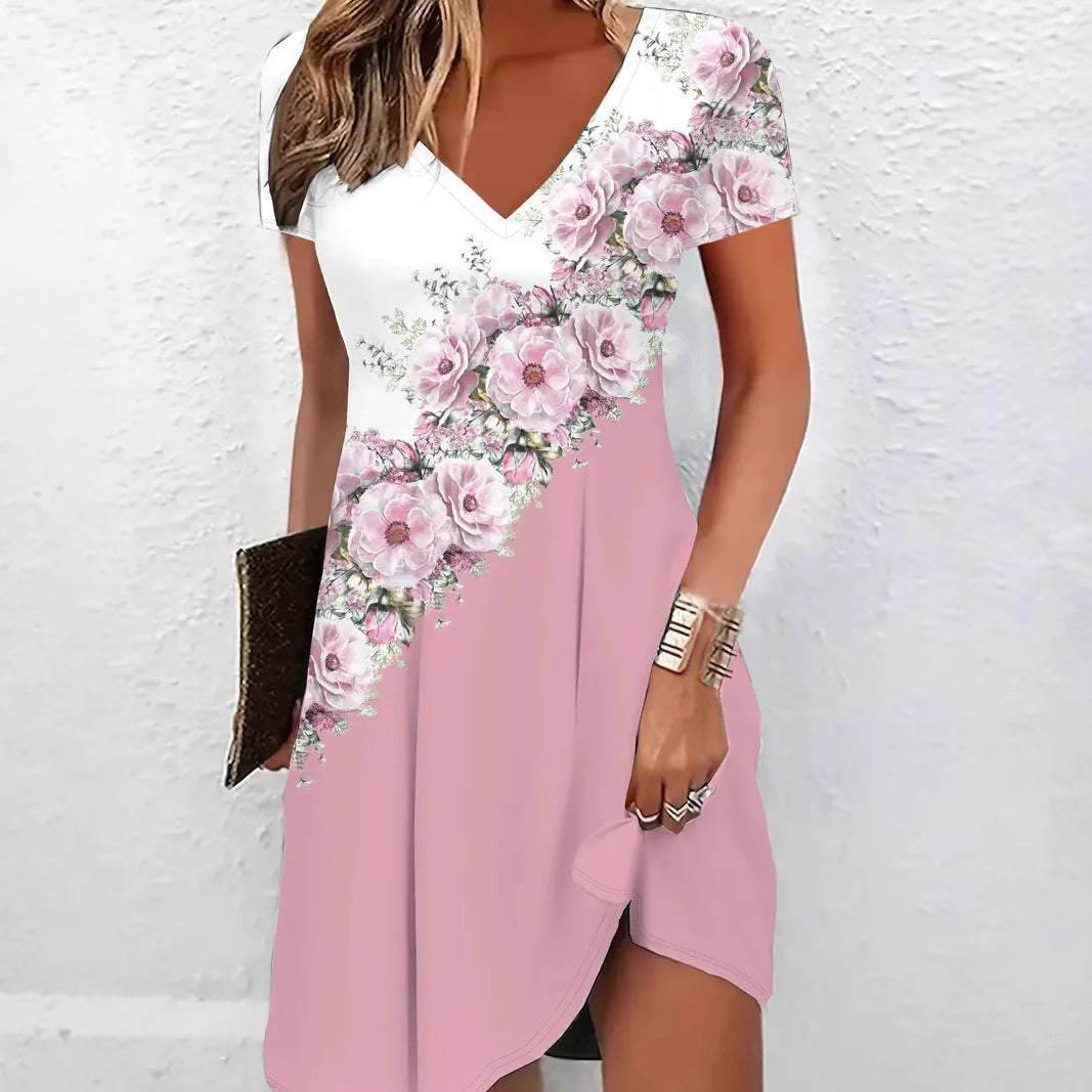 Casual V-neck Women's Clothing Dress