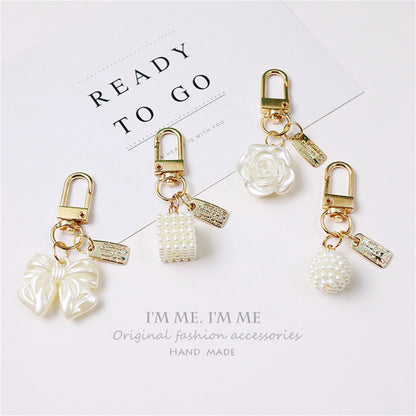 Cross-border Rose Bow Pearl Tassel Key Chain Car Pedant Decoration