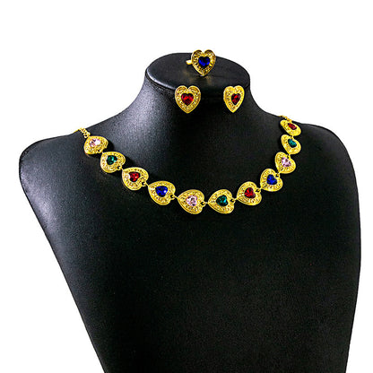 Retro Court Love Necklace Earrings And Ring Set