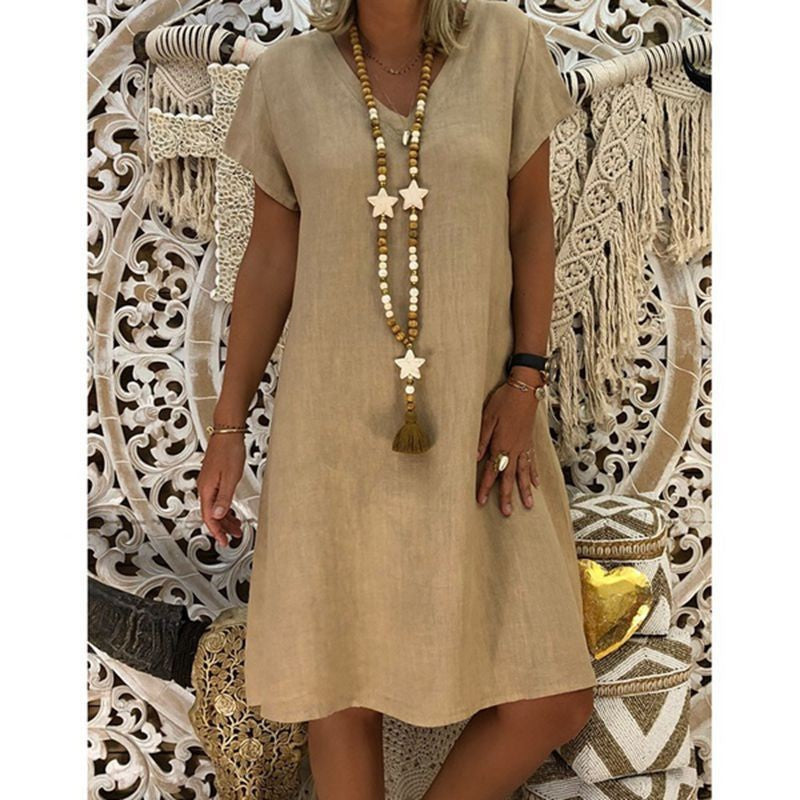 Casual V-neck Women's Clothing Dress
