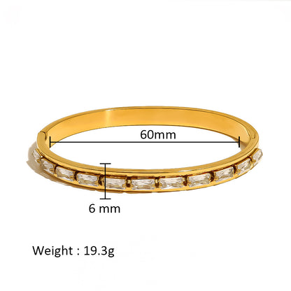 Simple Rectangular Diamond Bracelet Female Titanium Steel Design Sense