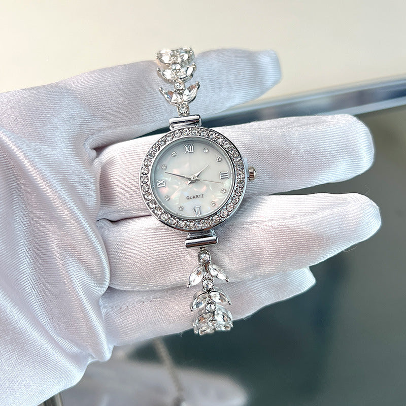 Affordable Luxury Diamond-embedded Free Adjustable Bracelet Quartz Watch