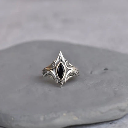 Simple Retro Boho Open Adjustable Index Finger Ring Black Ring