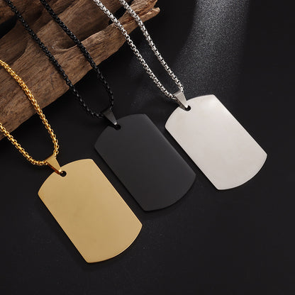 High Polished Dog Tag Necklace Men's Stainless Steel Pendant Necklace