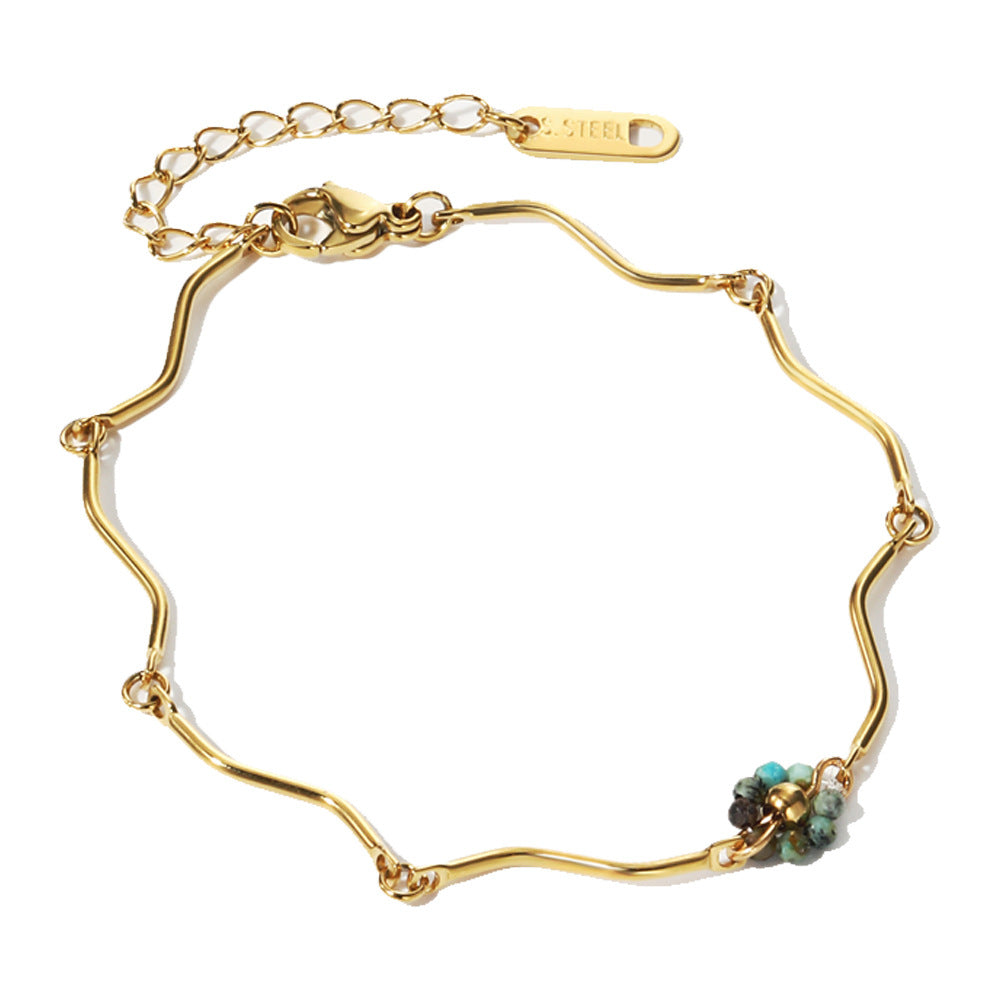 Natural Stone Titanium Steel Bracelet French Retro Twin