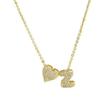 Inlaid Zirconium Balloon Bubble Heart-shaped 26 English Letters Necklace