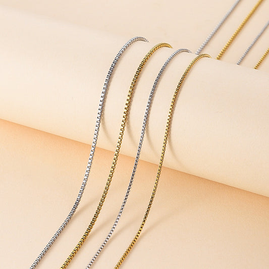 Titanium Steel Box Chain Necklace Square Single Chain