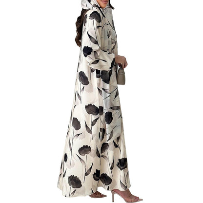 European And American Long-sleeved Printed Robe Jacket