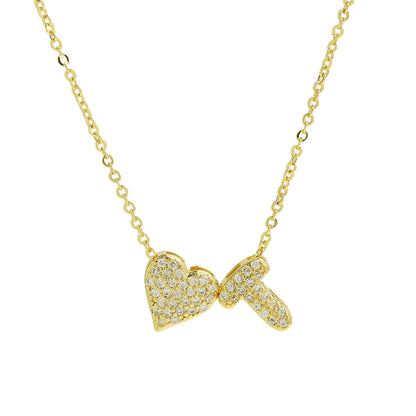 Inlaid Zirconium Balloon Bubble Heart-shaped 26 English Letters Necklace