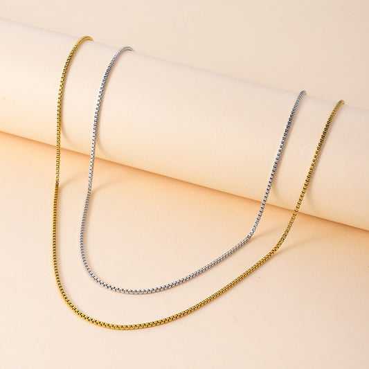 Titanium Steel Box Chain Necklace Square Single Chain