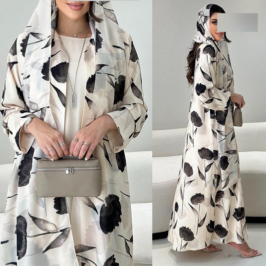European And American Long-sleeved Printed Robe Jacket